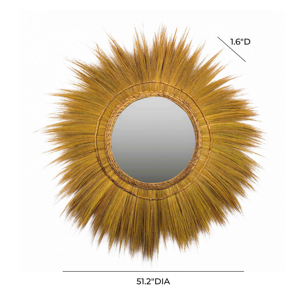 Mettu 51" Natural Grass Round Wall Mirror dimensions