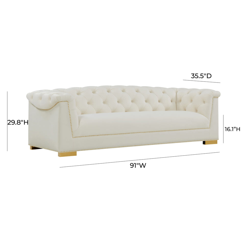 Farah 91" Velvet Sofa dimensions