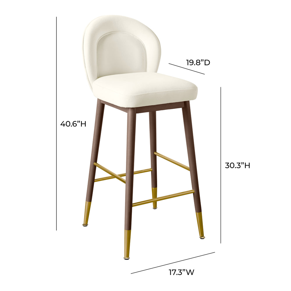 Hailey Velvet Stool with Brass Details - Mid-Century & Art Deco Counter or Bar Height Seating dimensions