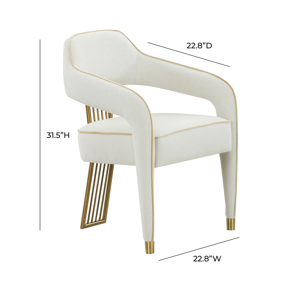 Corralis Cream Performance Linen Dining Chair dimensions