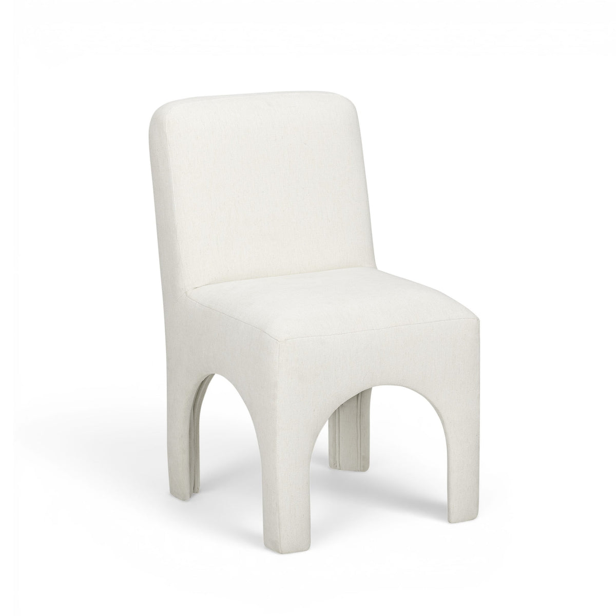 Tomlin Performance Chenille Dining Chair in Cream three-quarter profile
