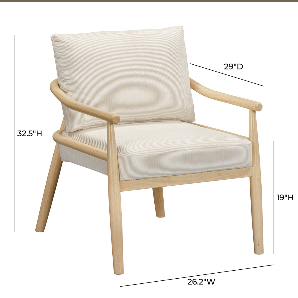 Dixie Cream Performance Corduroy Accent Chair dimensions
