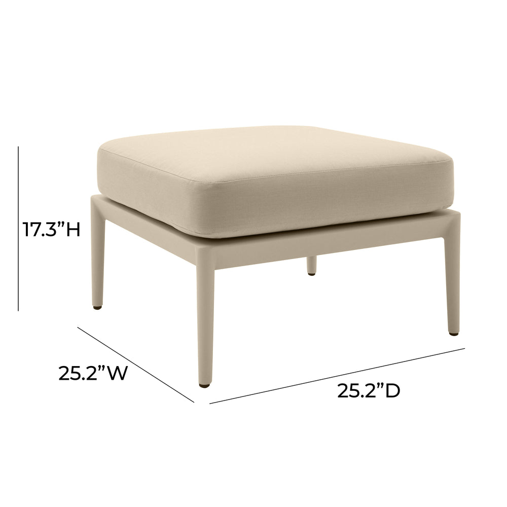 Kapri Outdoor Ottoman with Slipcover Design - Contemporary Modular Seating in Rust-Resistant Aluminum dimensions