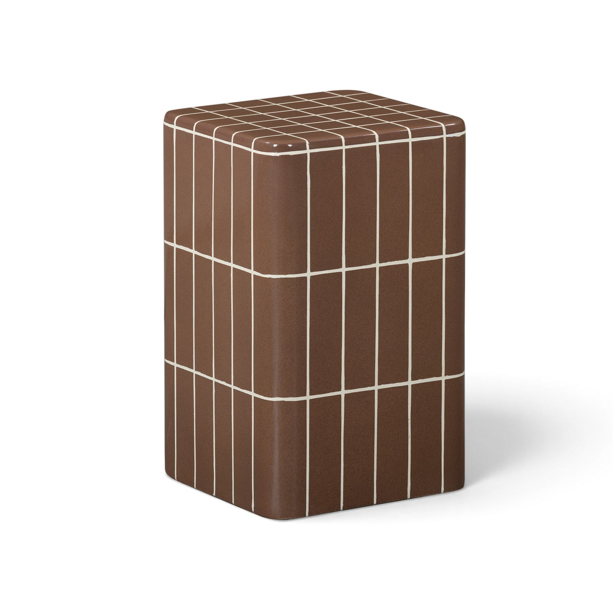 Tatiana square concrete indoor outdoor side table in terracotta finish front view