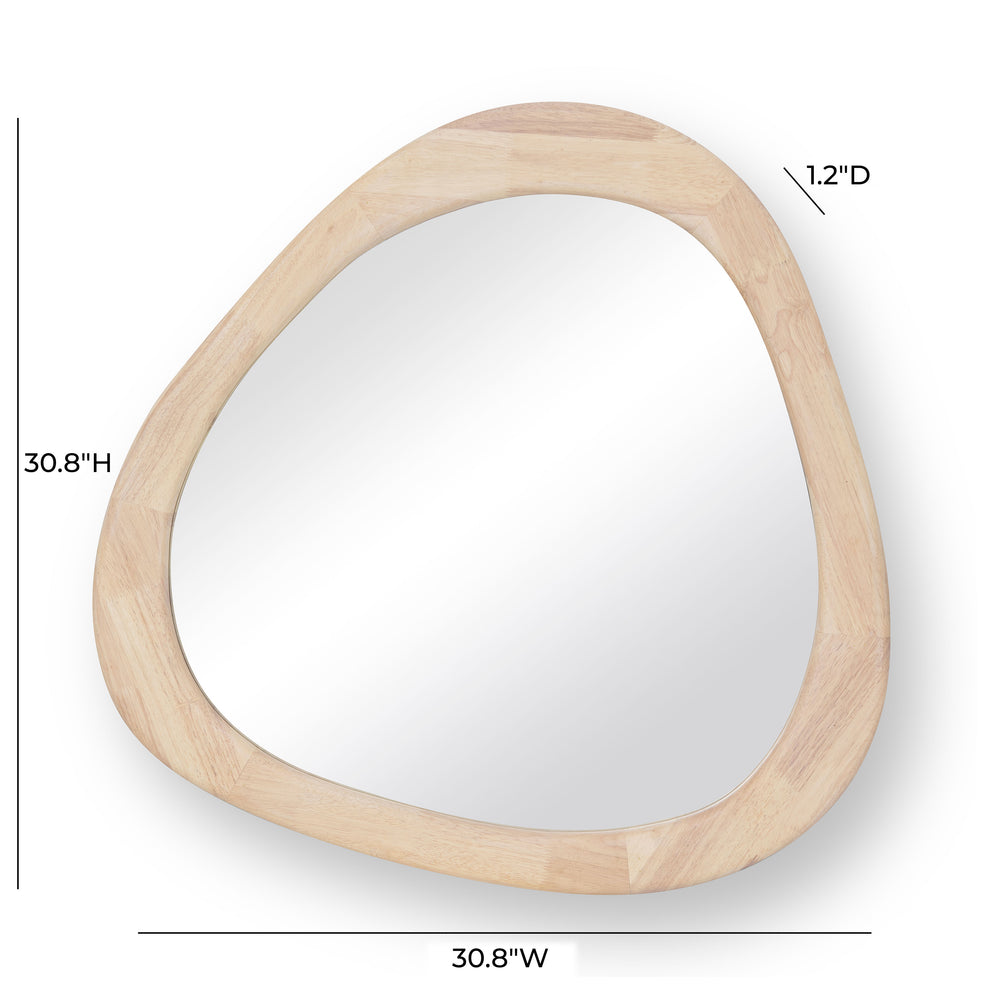 Klaryss 31" Natural Wood Triangular Wall Mirror dimensions