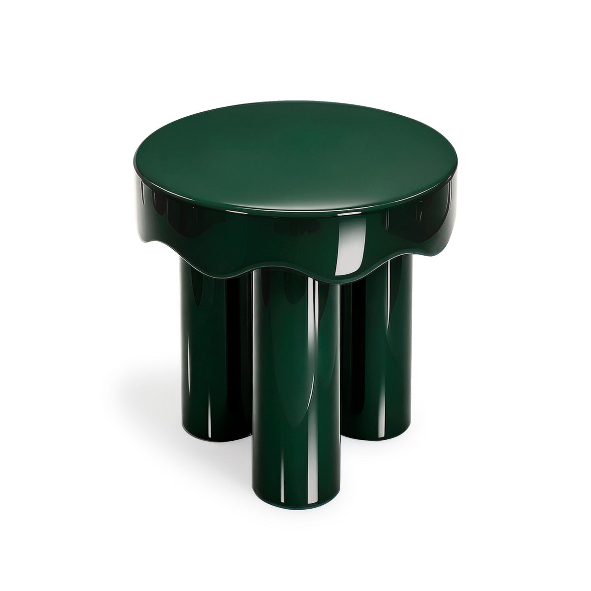 Detail photo of smooth reflective gloss lacquer finish on Casper side table edge