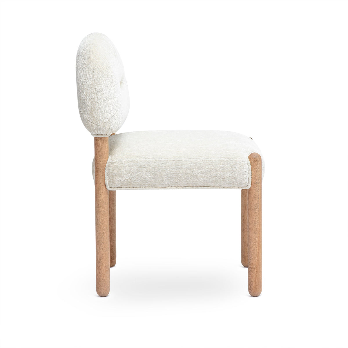 Bruno thick performance chenille dining chair isolated on crisp white background