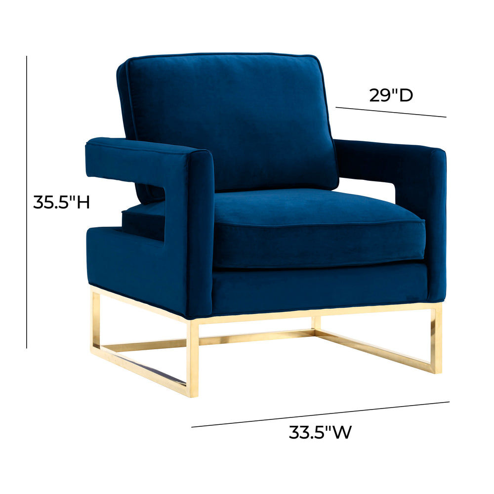 Avery Velvet Accent Chair dimensions