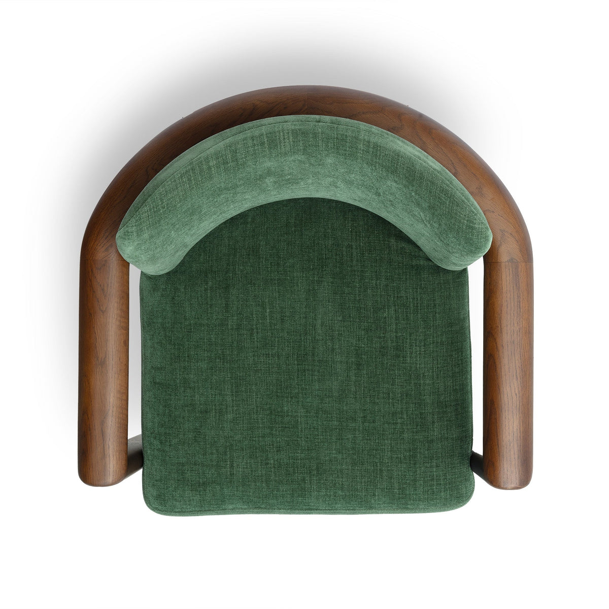 Overhead top view of the ergonomic seat cushion and curved backrest