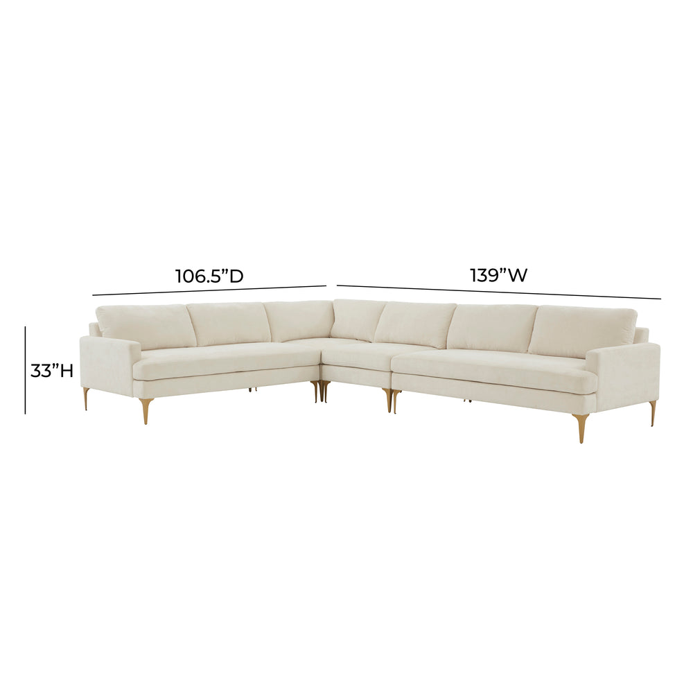 Serena 4-Piece Velvet Large L-Sectional dimensions