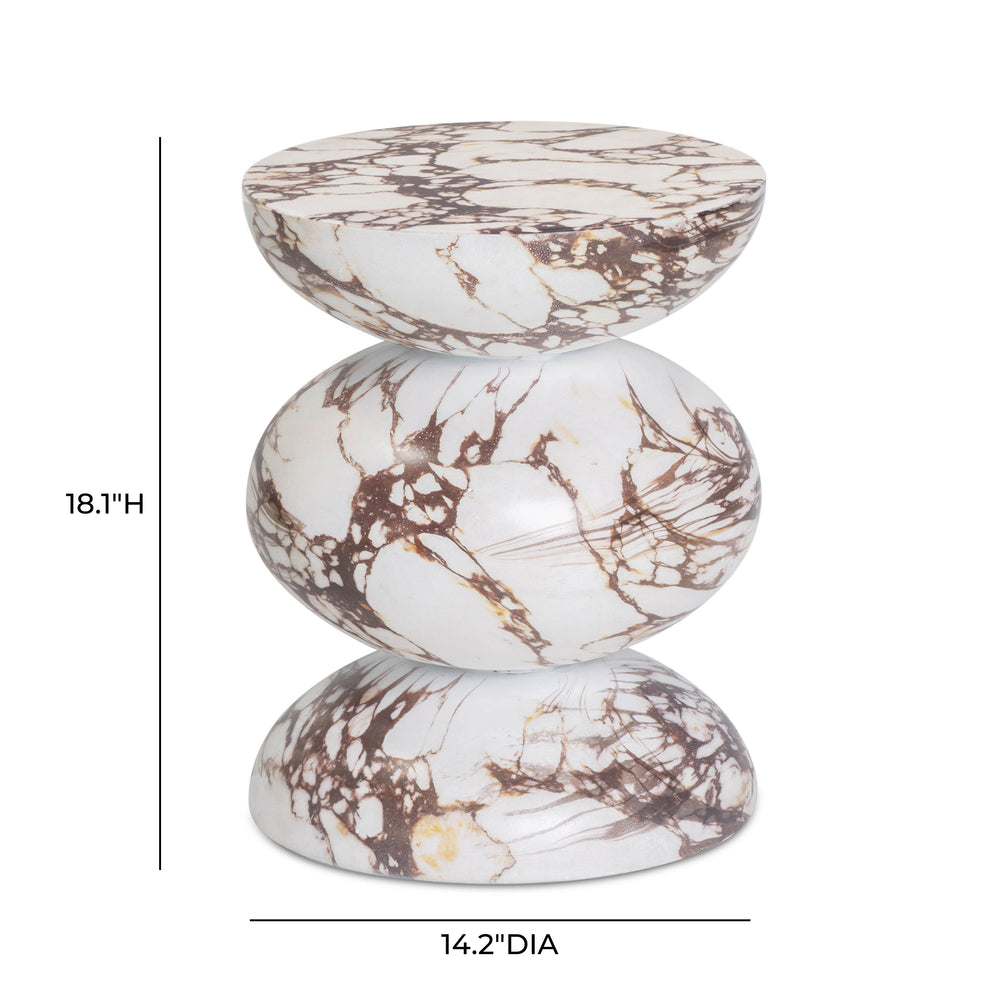 Pia Red Faux Marble Indoor/Outdoor Concrete Side Table dimensions