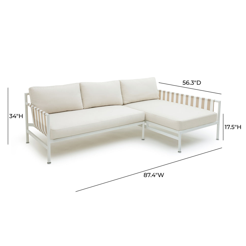 Dunes 2-Piece Cream Outdoor L-Shaped Sectional dimensions