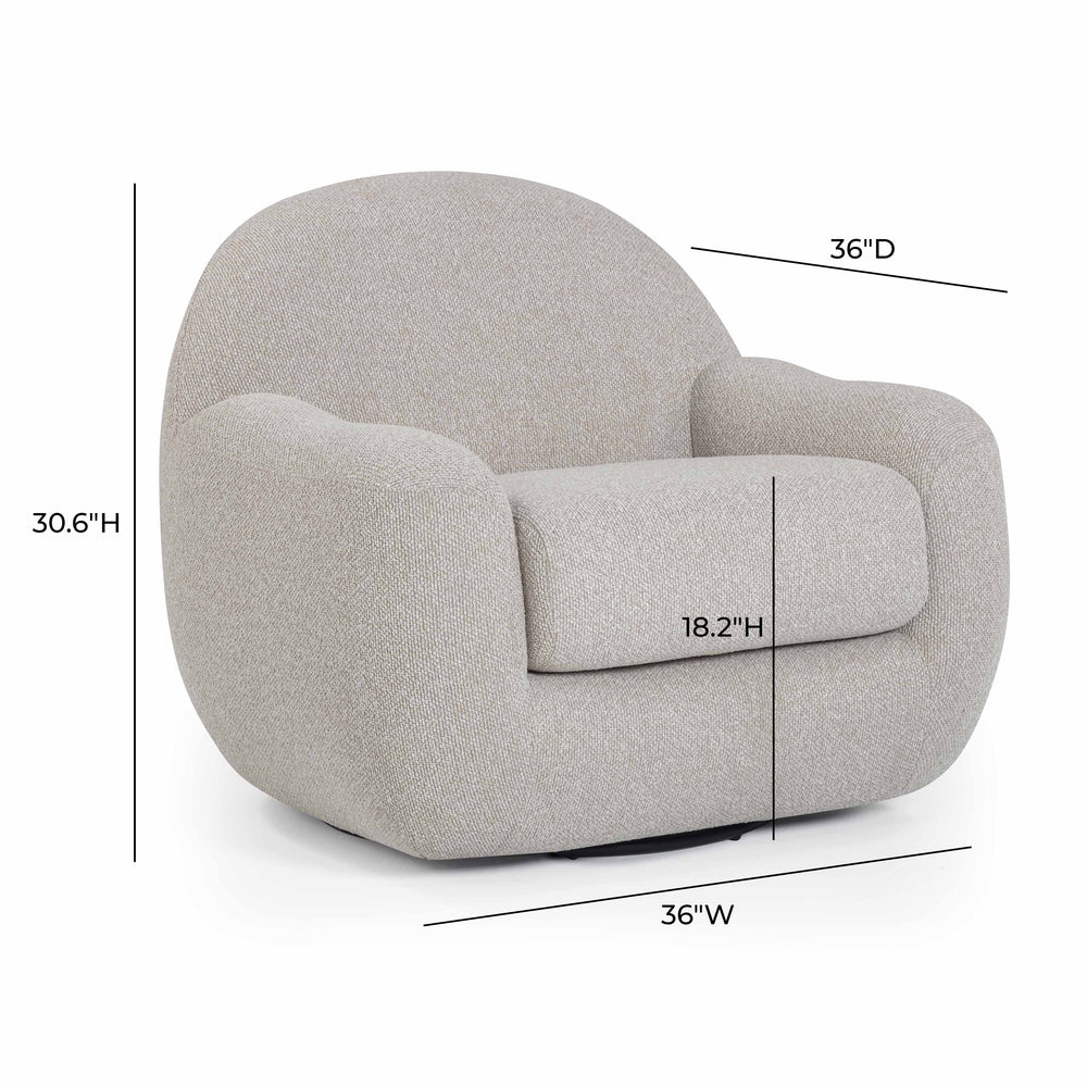 Tiago Warm Grey Boucle Swivel Chair dimensions