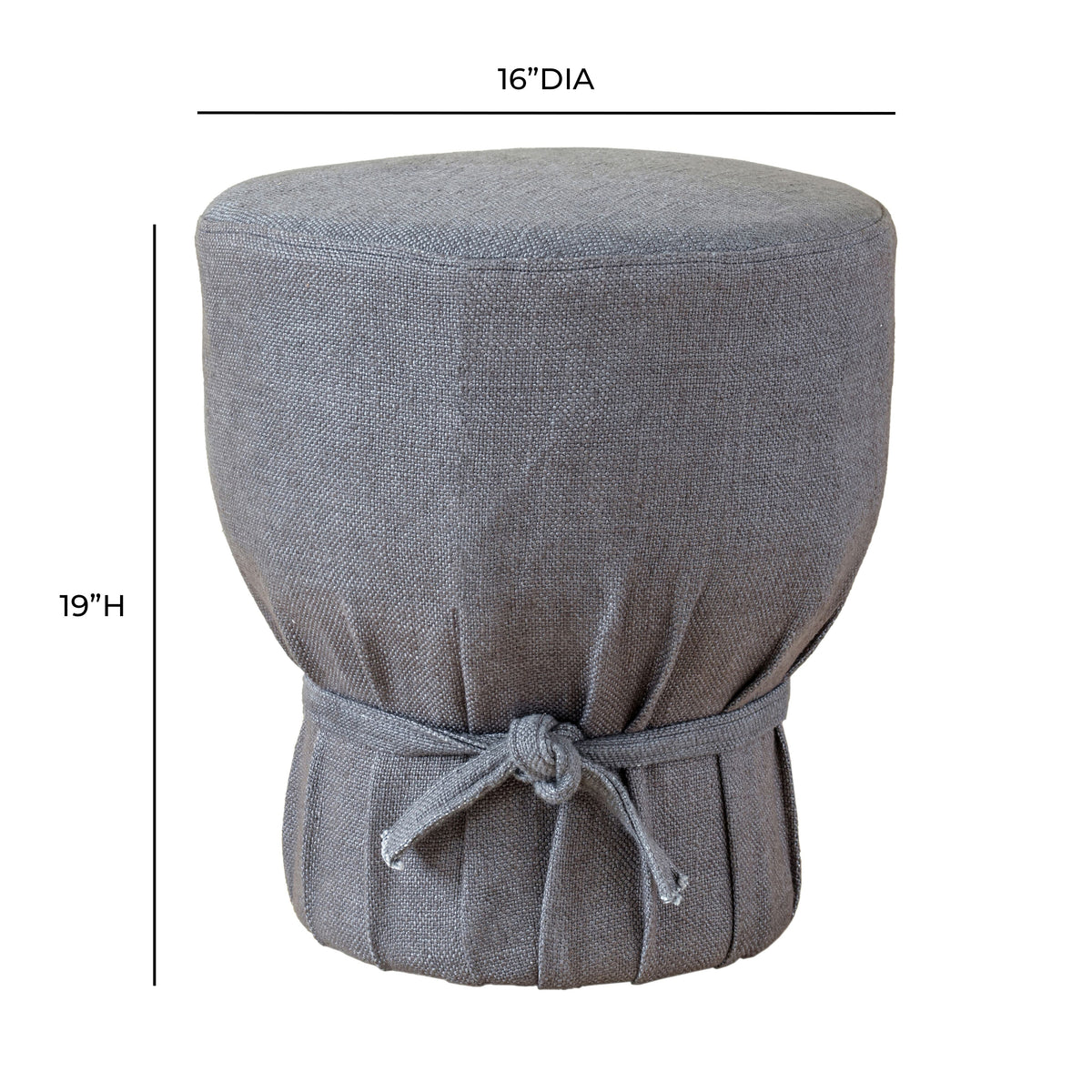 Elsie Grey Linen Upholstered Pouf - View 6