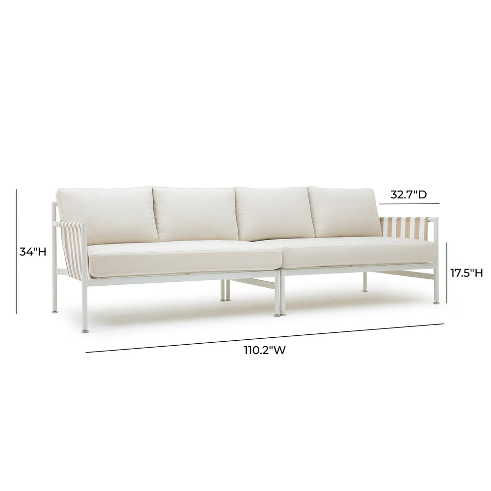 Dunes Cream Outdoor 110" Sofa dimensions