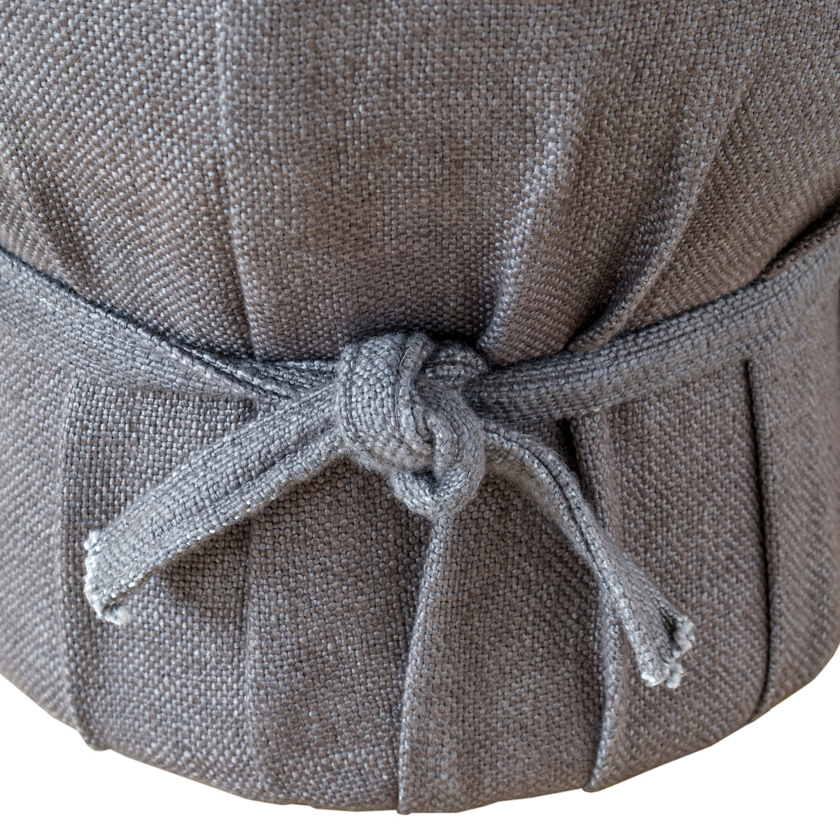 Elsie Grey Linen Upholstered Pouf - View 5