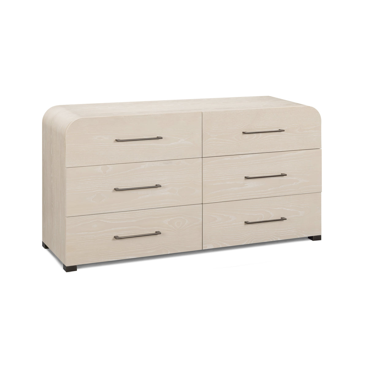 Front perspective of the low profile base and continuous wood grain frame