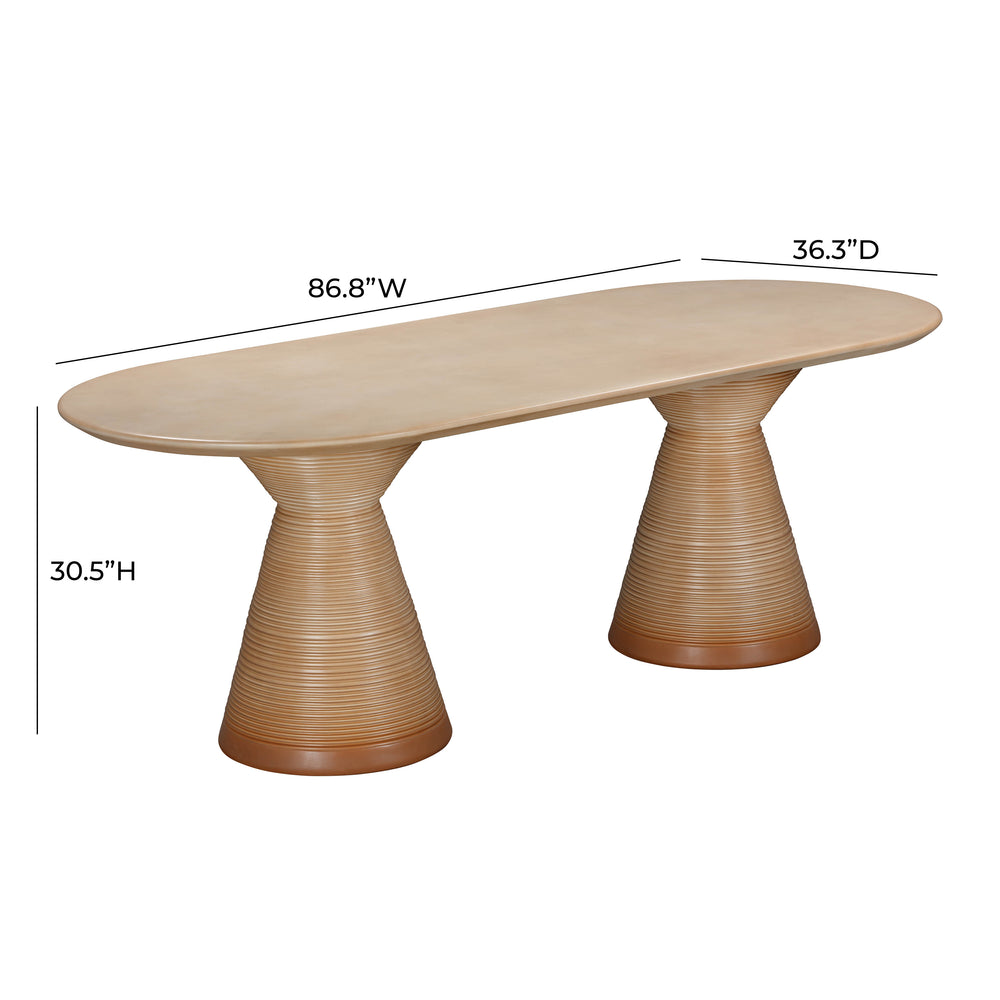 Fassa 87" Faux Terracotta Indoor / Outdoor Oval Dining Table dimensions