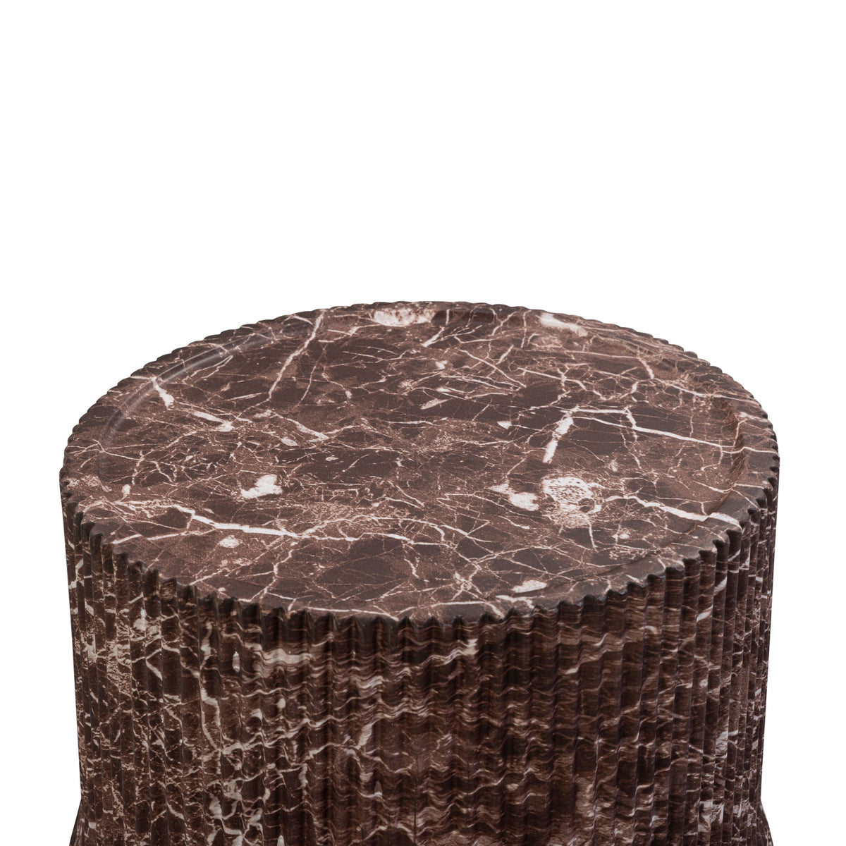 Cilla Red Faux Levanto Marble Indoor/Outdoor Concrete Side Table - View 3