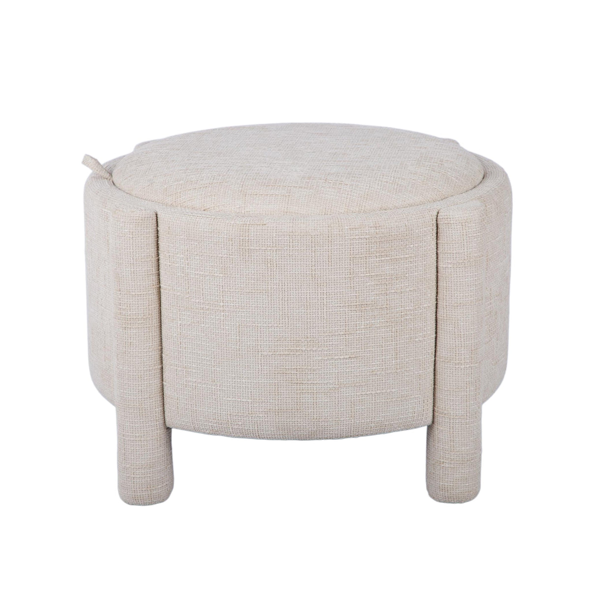 Bellamy Railroad Chenille Storage Stool with Reversible Tray Top in Cream front view
