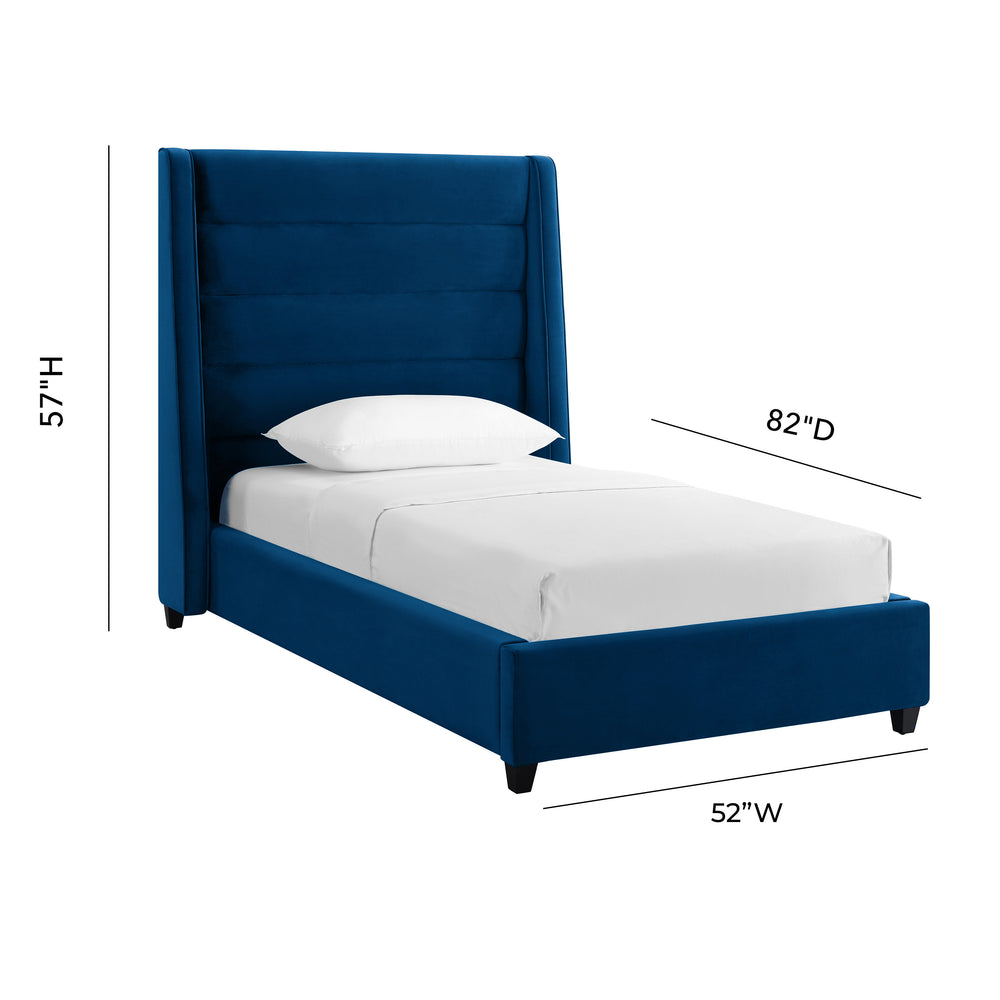 Koah Velvet Bed with Channel-Tufted Headboard & Sharp Angles - Contemporary Upholstered Bed dimensions
