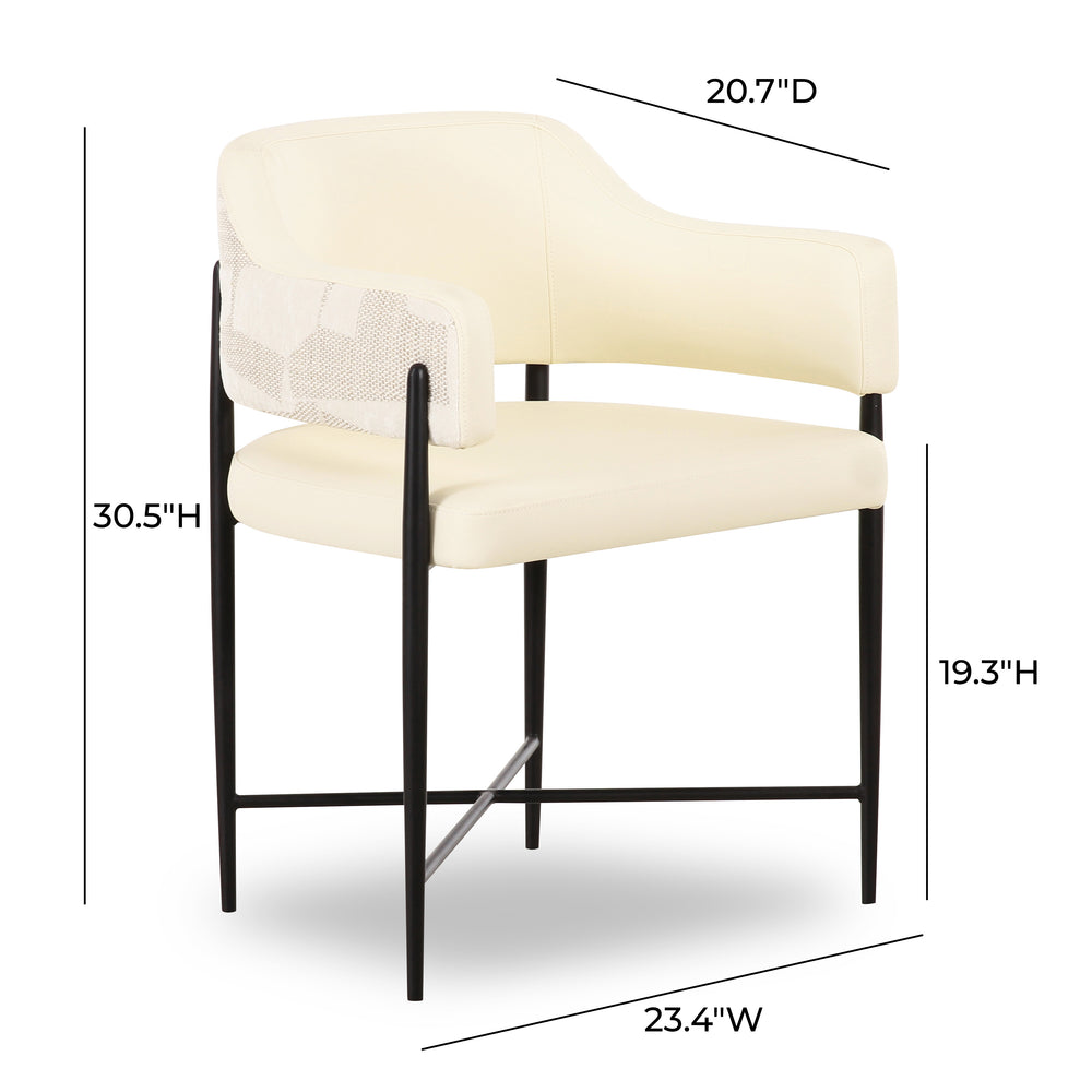 Sezanne Cream Vegan Leather and 2-Tone Jacquard Dining Chair dimensions