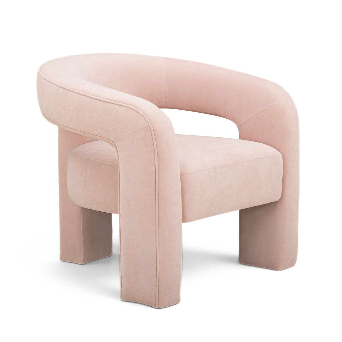 Back elevation view of Malone Accent Chair showing sculptural cutout