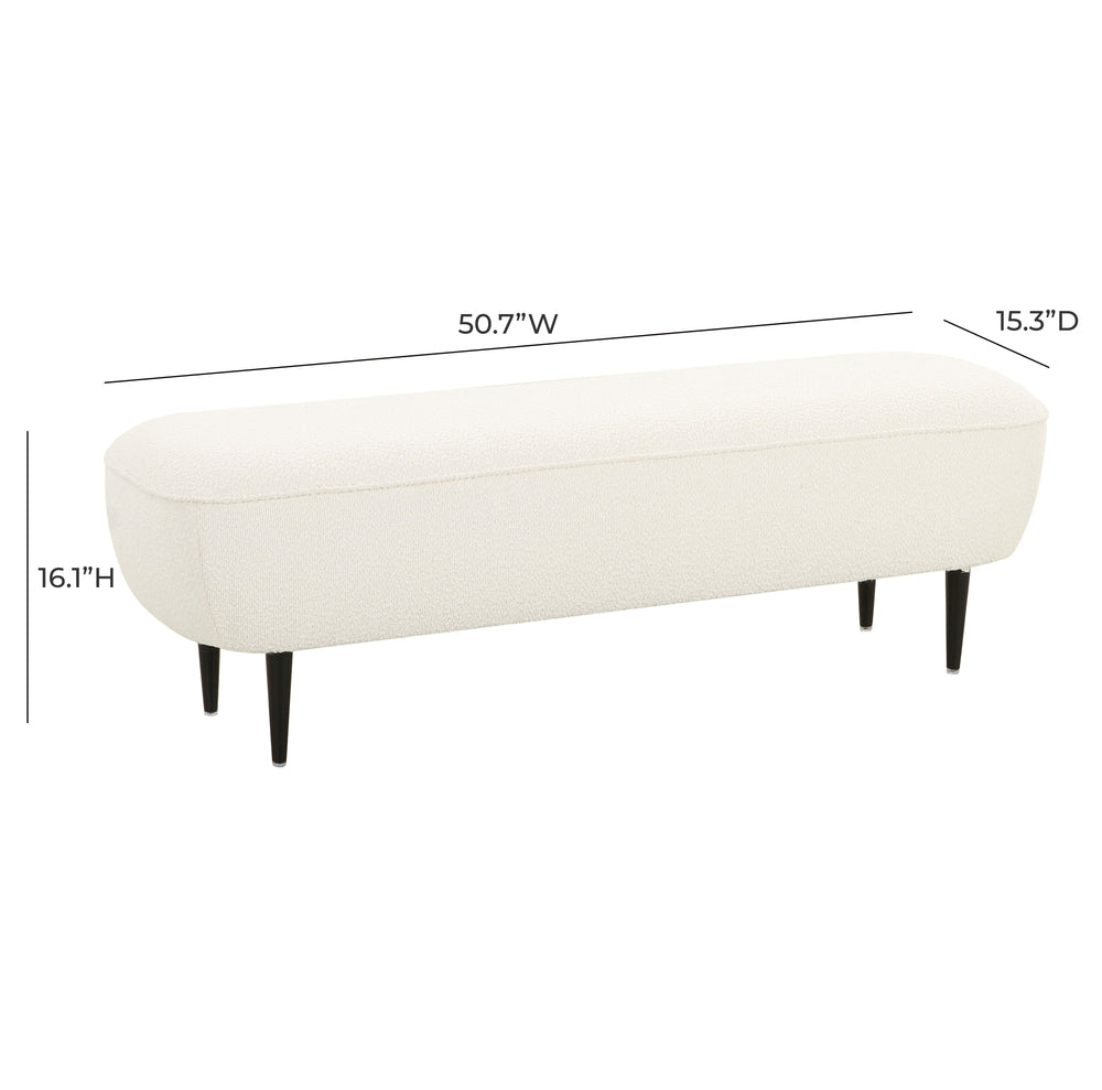 Denise 51" Cream Boucle Bench dimensions