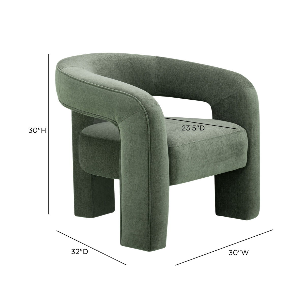 FOAK Malone Accent Chair profile view showing curved ergonomic structure