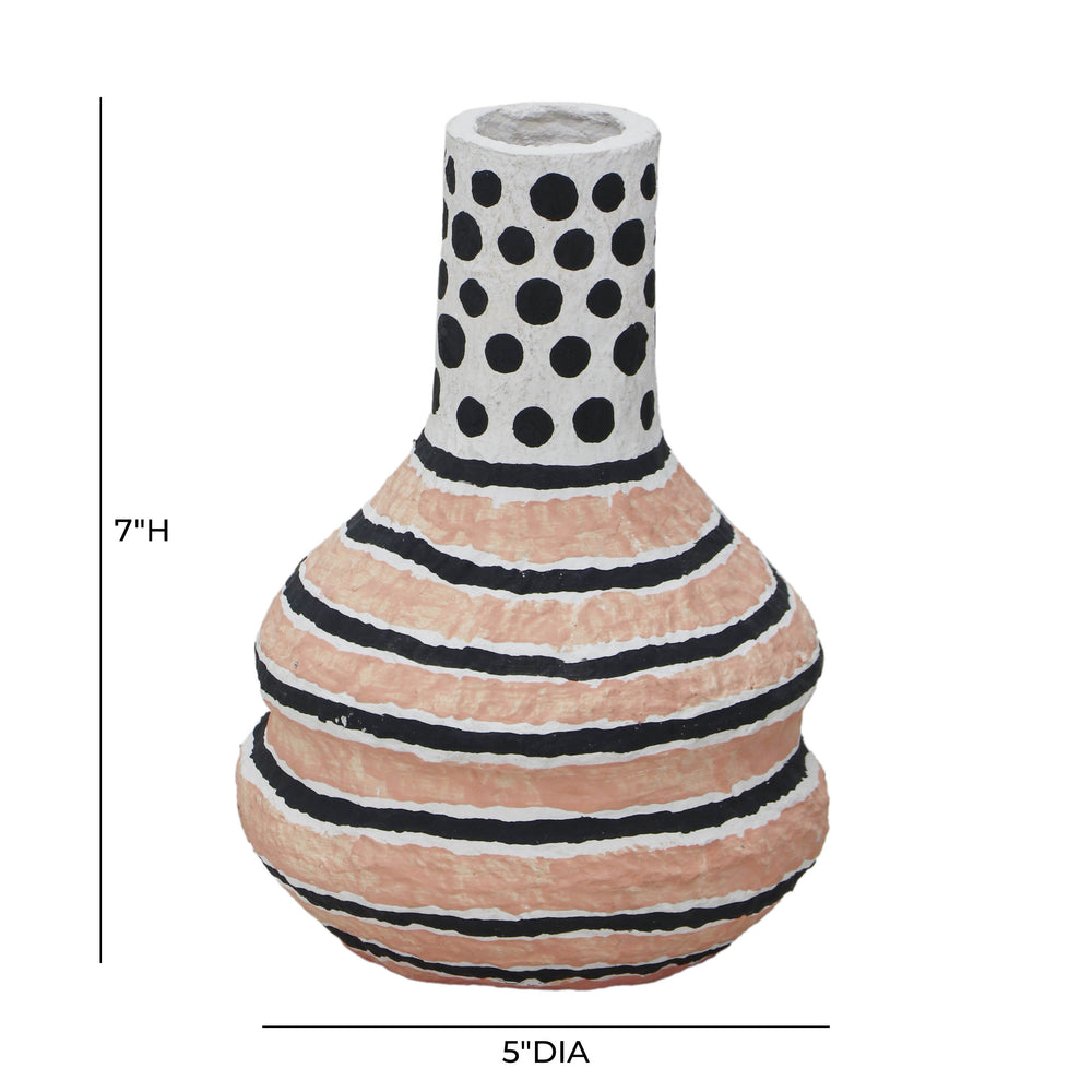 Cotton Mache Vase in Modernist Print dimensions