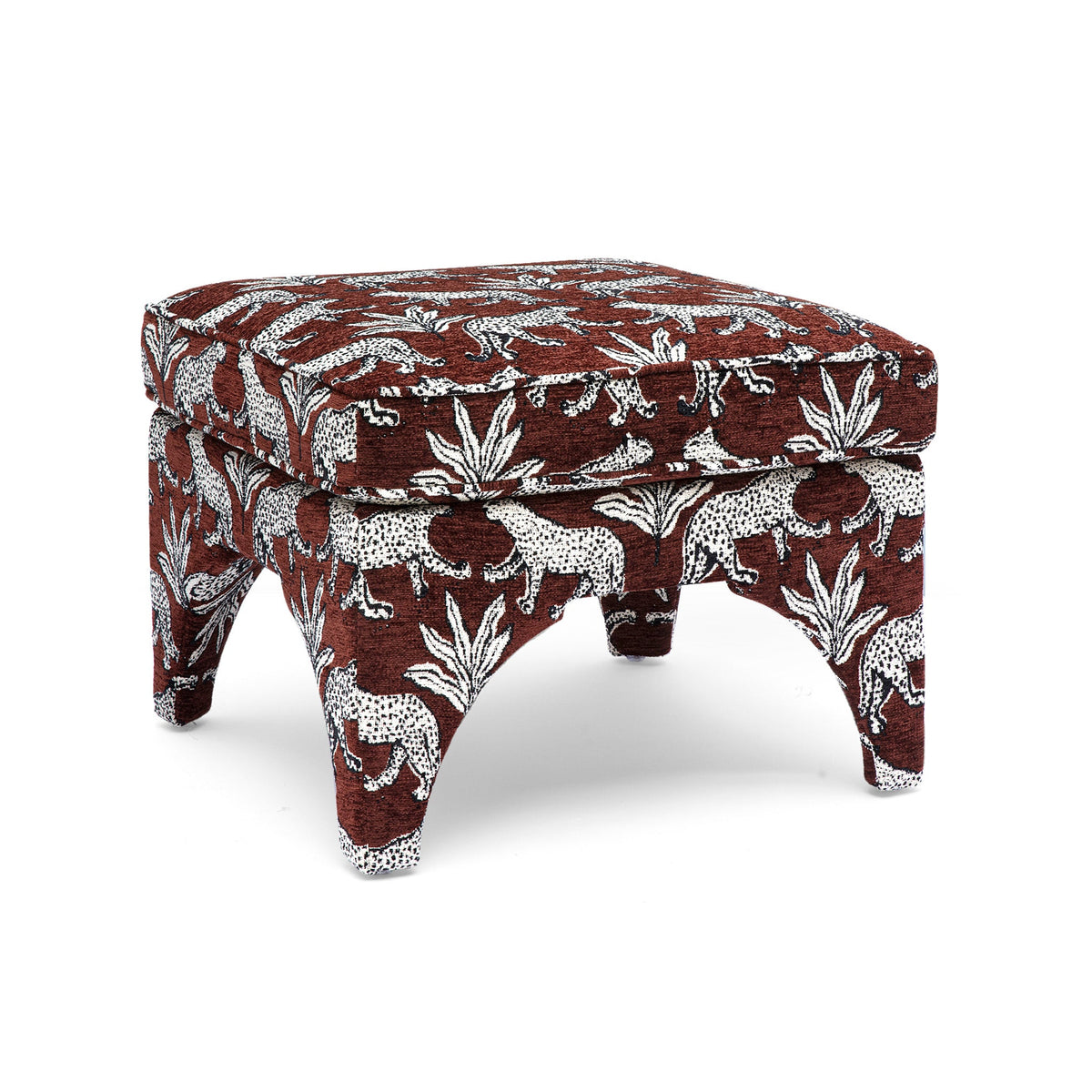 Raji Leopard Performance Jacquard Ottoman - View 1