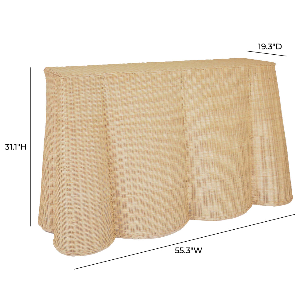 Egan 55" Natural Rattan Console Table dimensions