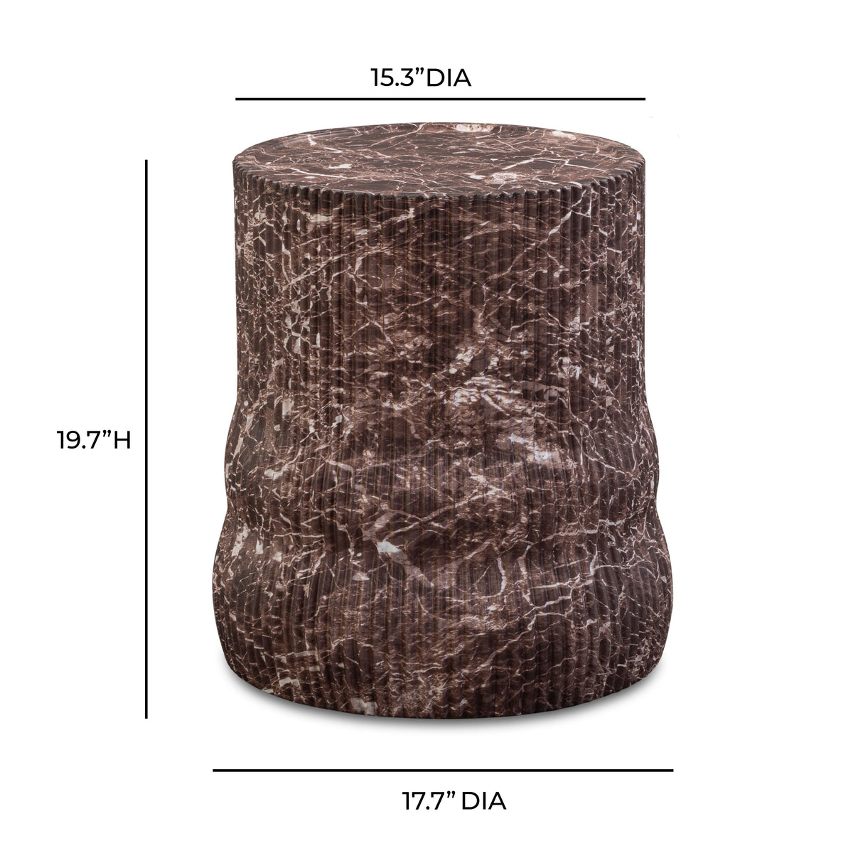 Cilla Red Faux Levanto Marble Indoor/Outdoor Concrete Side Table - View 5