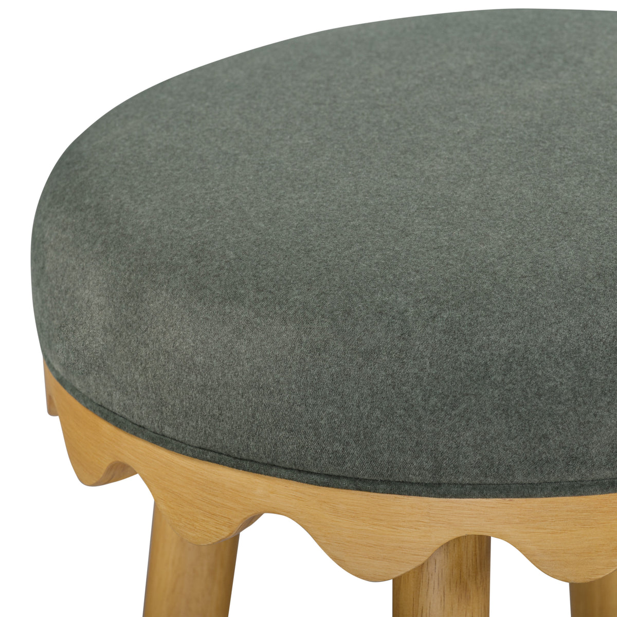 Oodle Performance Vegan Mohair Bar and Counter Stool detail view of footrest joint connection