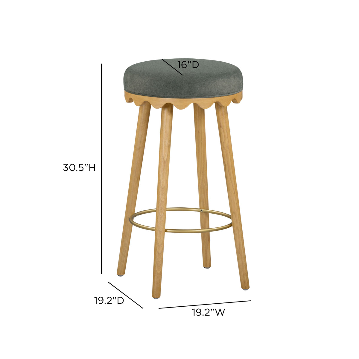 Oodle Performance Vegan Mohair Bar and Counter Stool architectural silhouette side angle