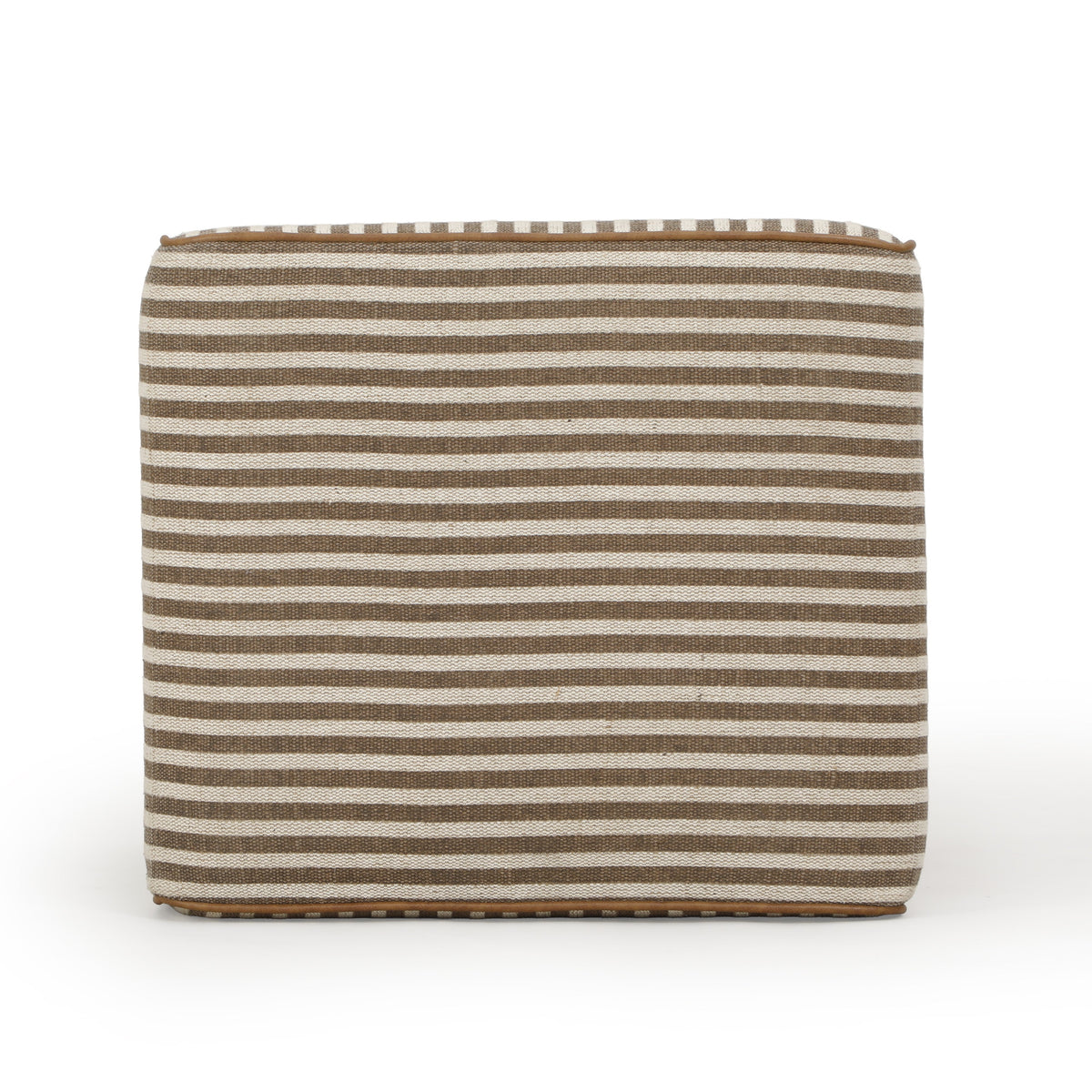 Studio lighting view of brown Byron Square Cotton Jute Ottoman