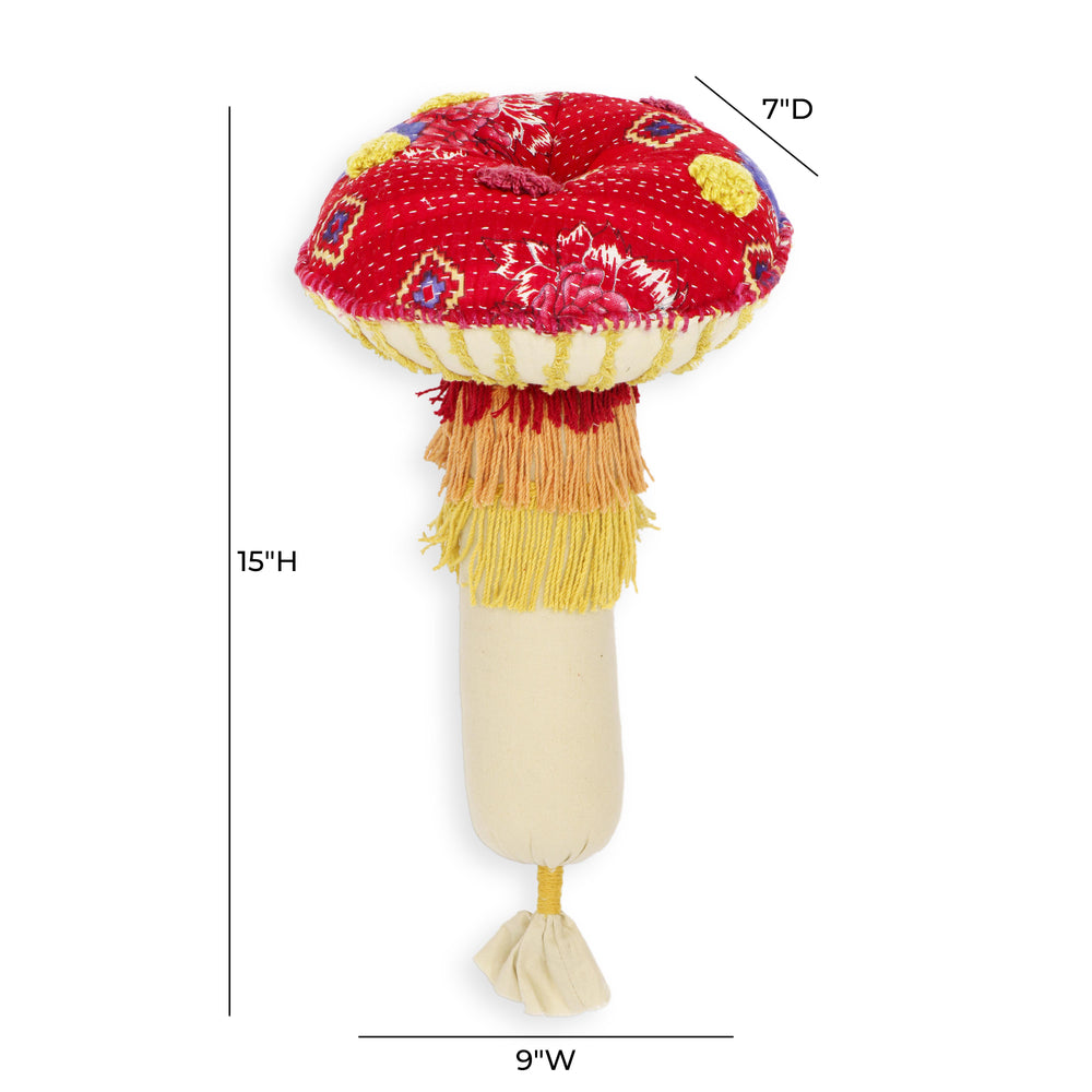 Mushroom 9"X15" Hand Sewn Pillow dimensions
