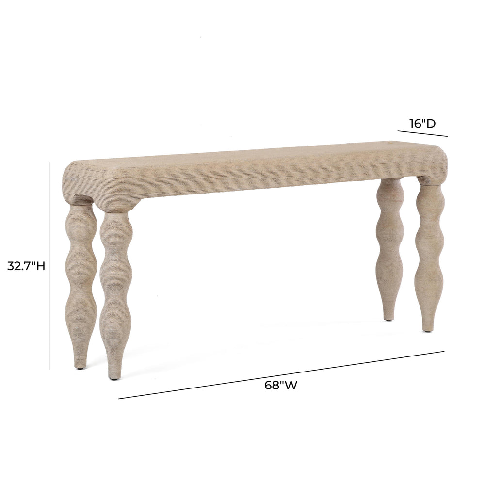 Vicky 68" Natural Rattan Console Table dimensions