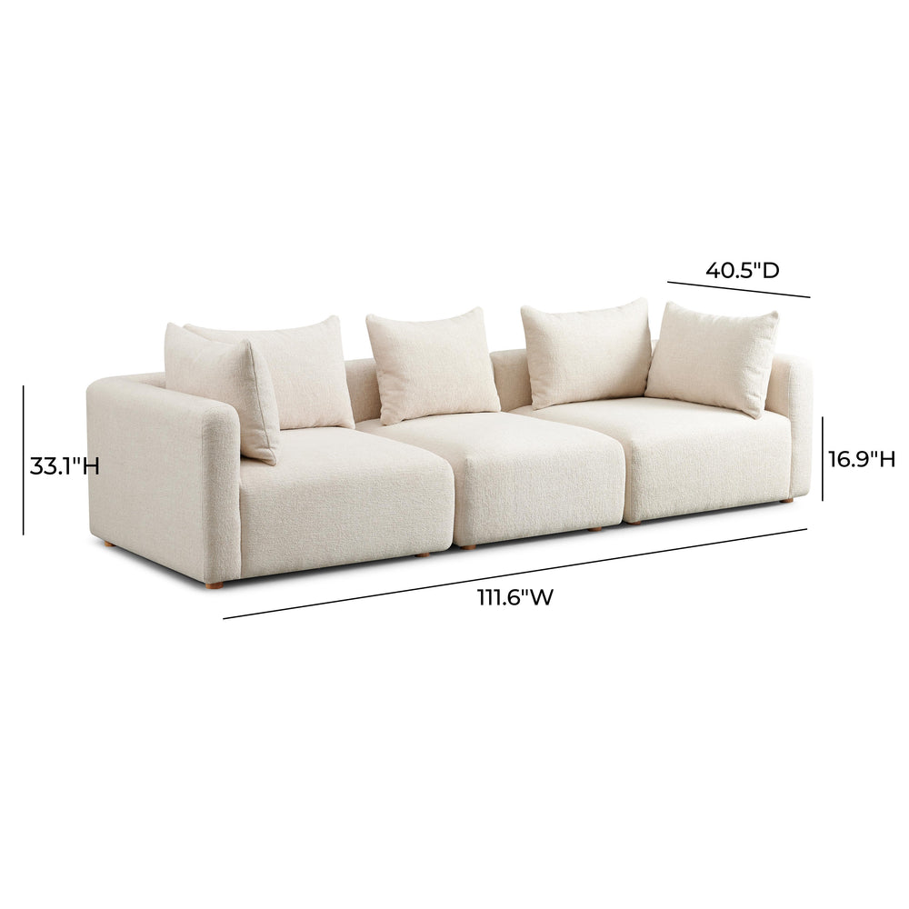 Hangover 112.5" Heavy Textured Fabric Sofa dimensions