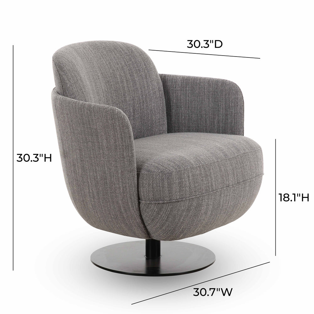 Solange Grey Textured Weave Swivel Chair dimensions