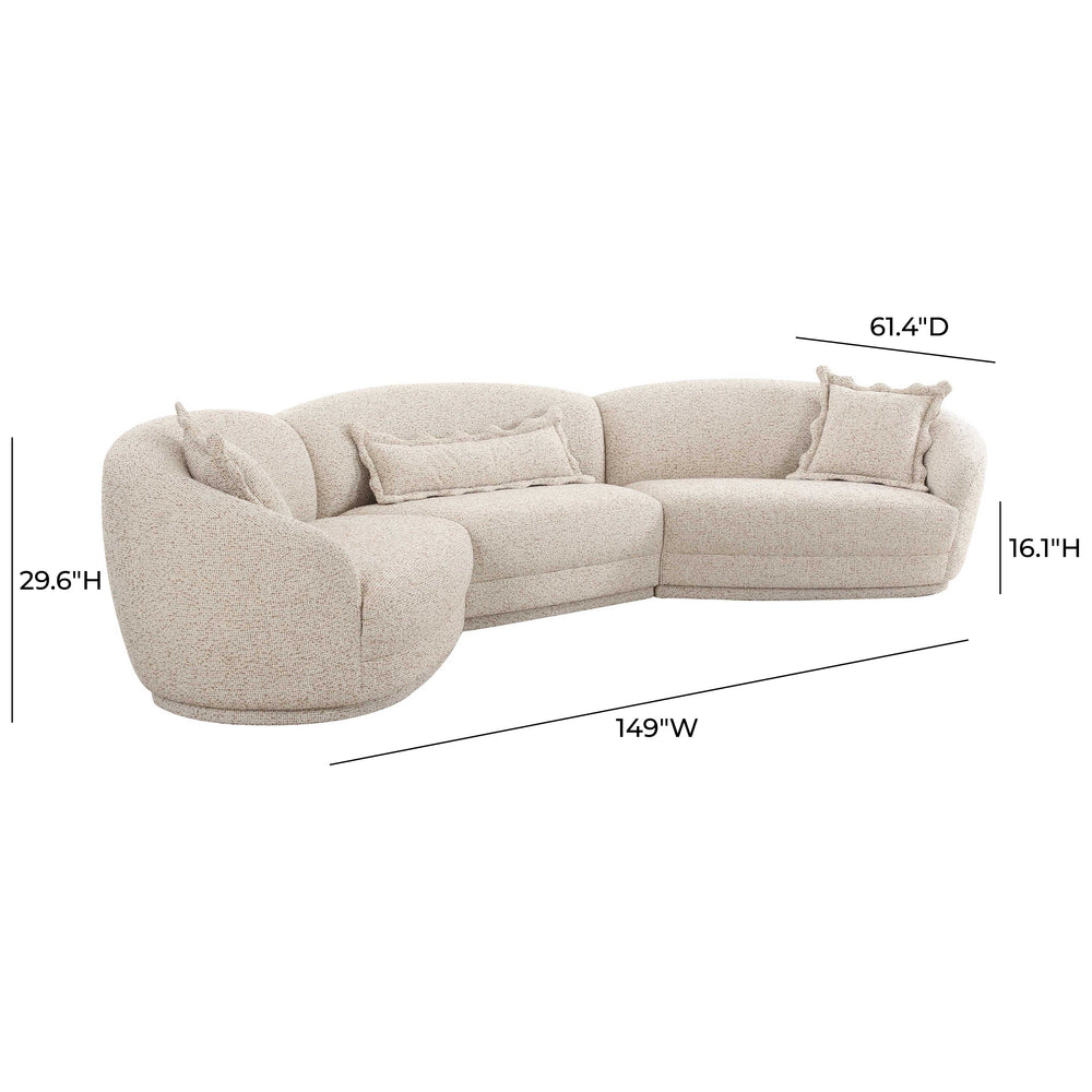 Marion 3-Piece Two-Tone Textured Boucle Sectional dimensions