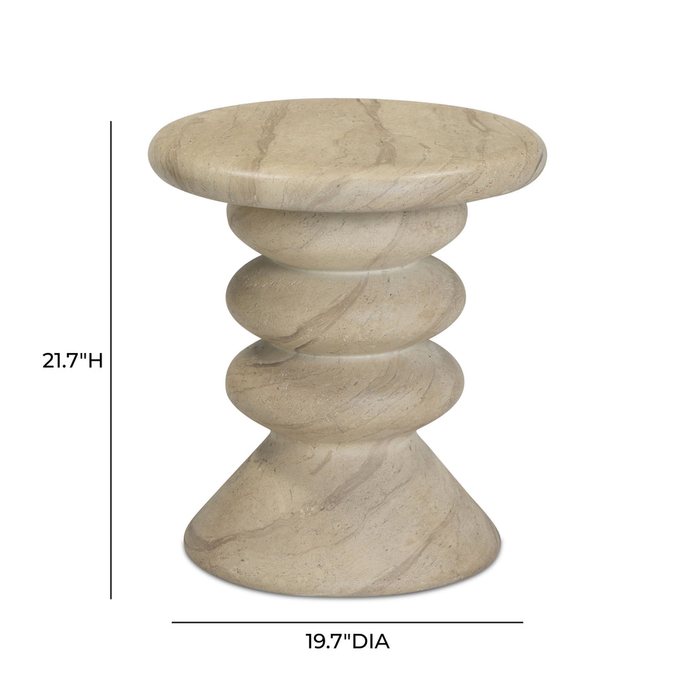 Hyre Faux Travertine Indoor/Outdoor Concrete Side Table dimensions