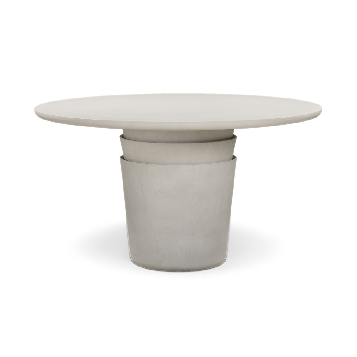 Top down perspective of the 54 inch Margot round faux plaster dining table surface
