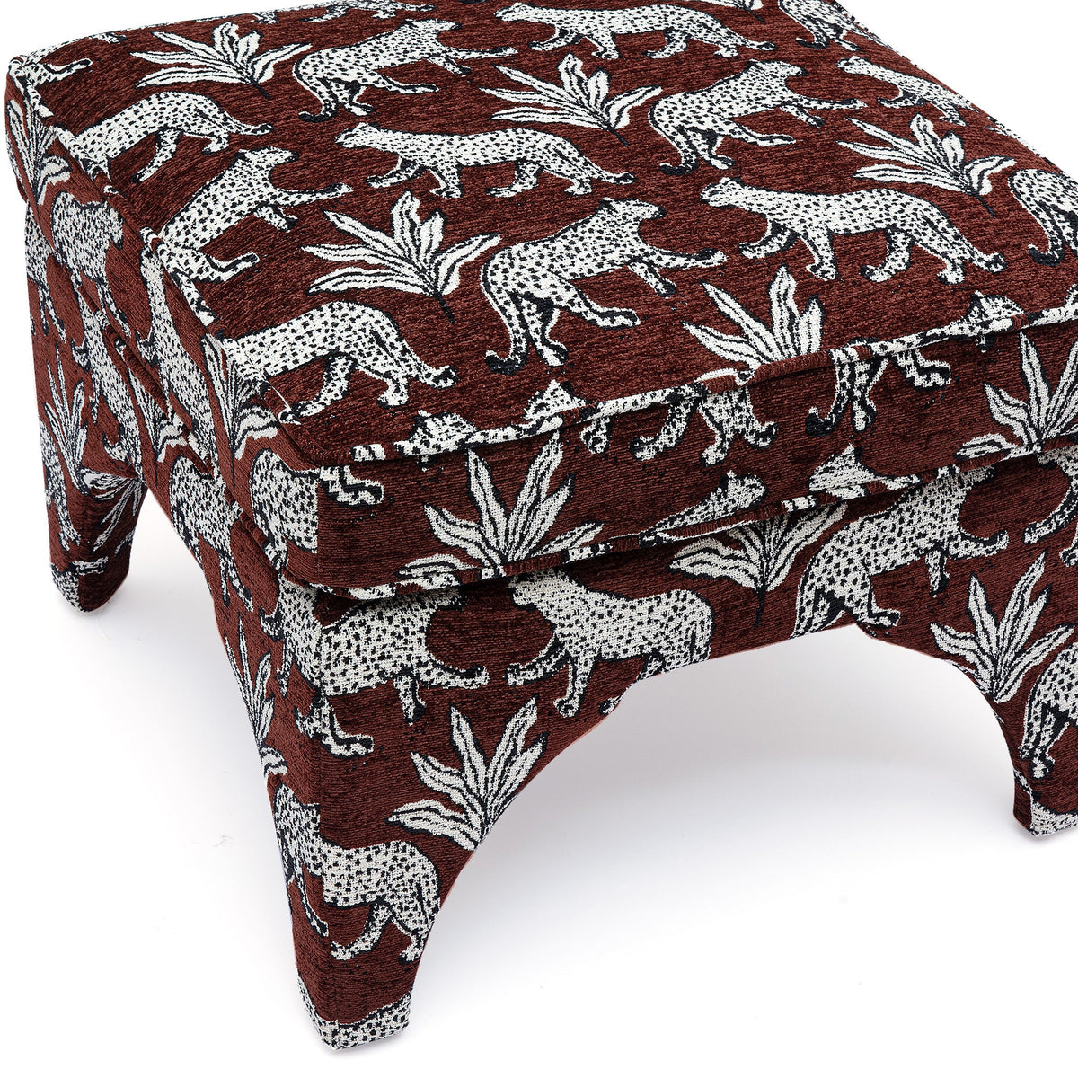 Raji Leopard Performance Jacquard Ottoman - View 5