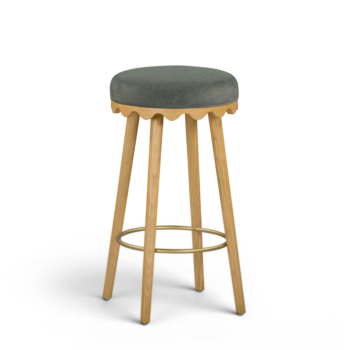 Oodle Performance Vegan Mohair Bar and Counter Stool high angle view showing seat contours