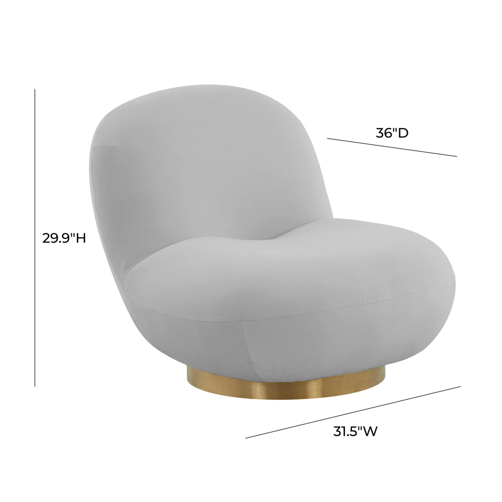 Emily Velvet Swivel Chair with 360-Degree Stainless Steel Base - Modern Glam Accent Chair dimensions