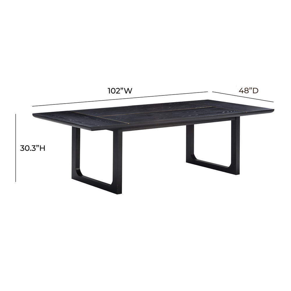 Shiloh 102" Black Ash Rectangular Dining Table dimensions