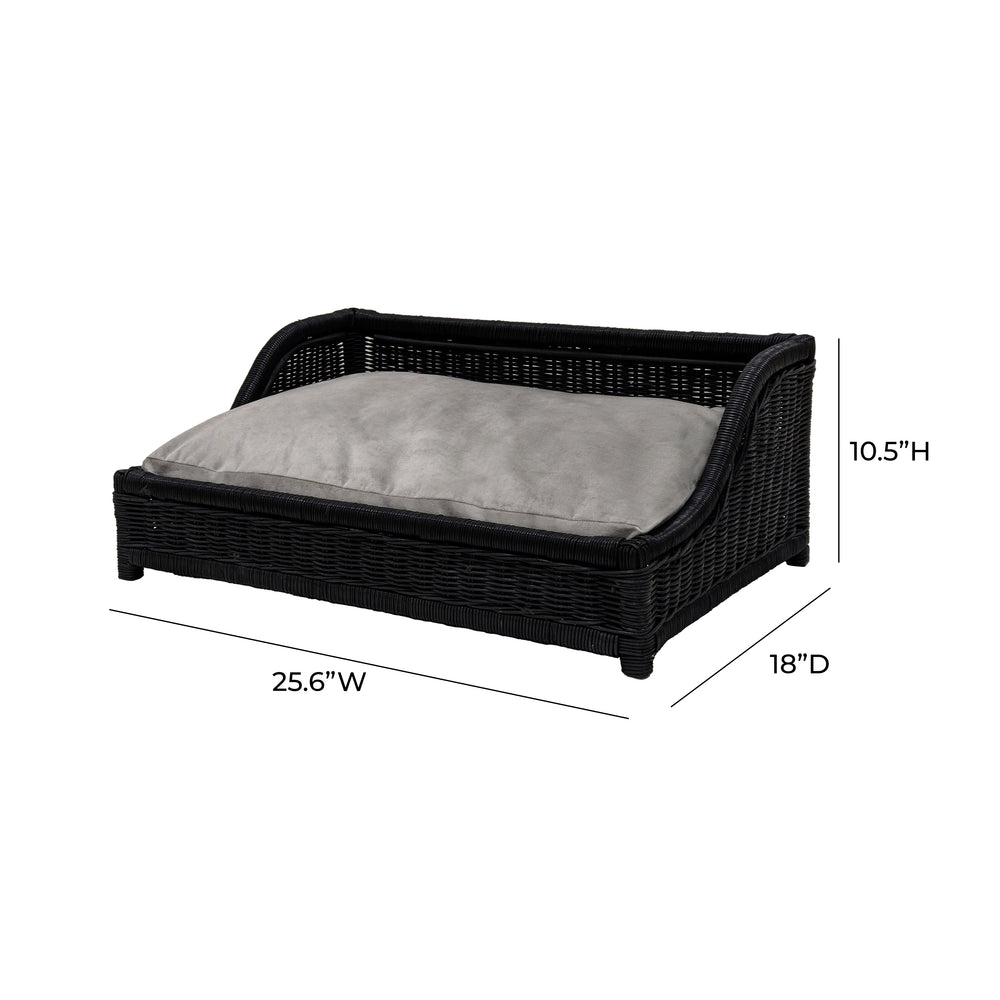 Poppy Black Rattan Small Pet Bed dimensions