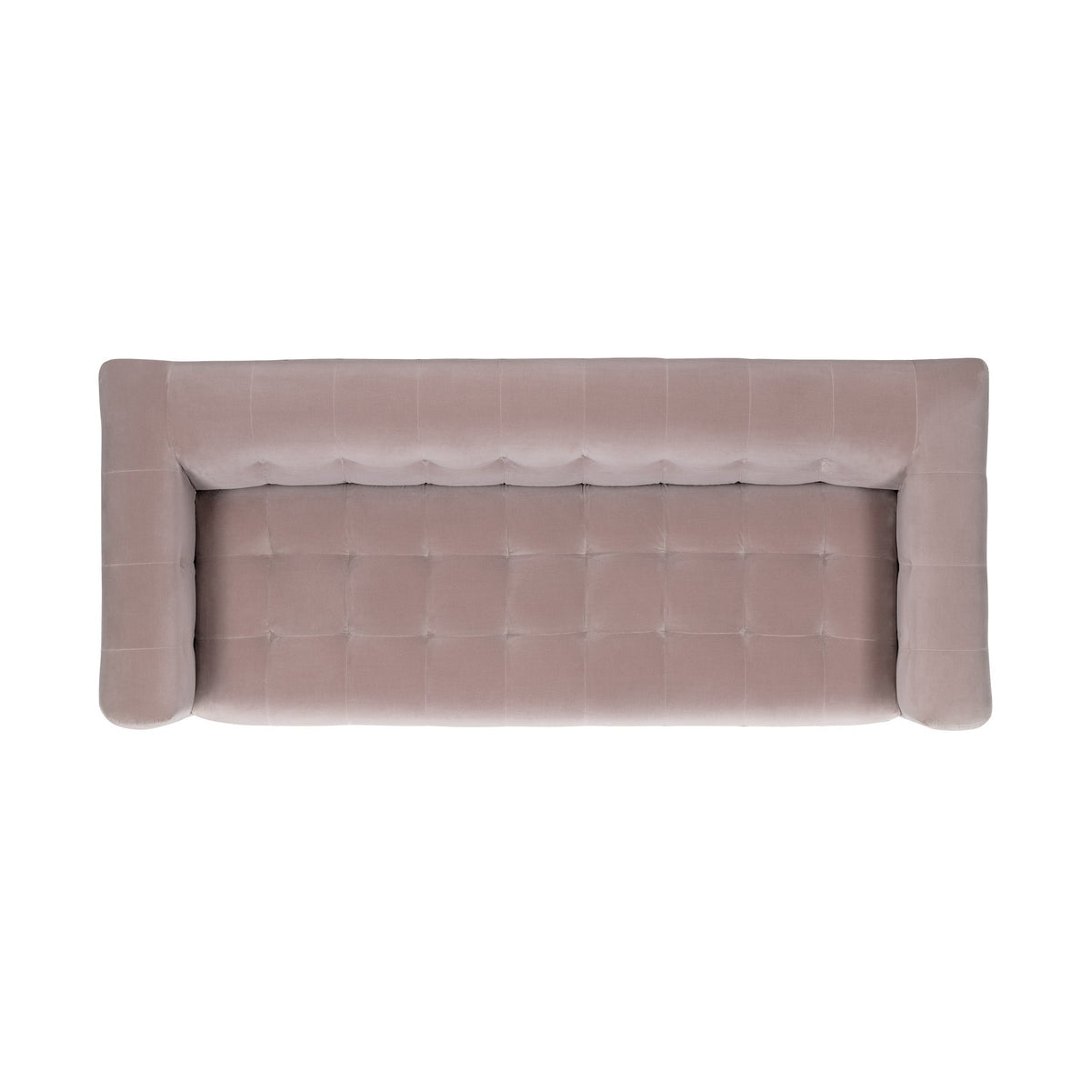 Three-quarter room view of Jules 94-Inch velvet sofa with accent furnishings
