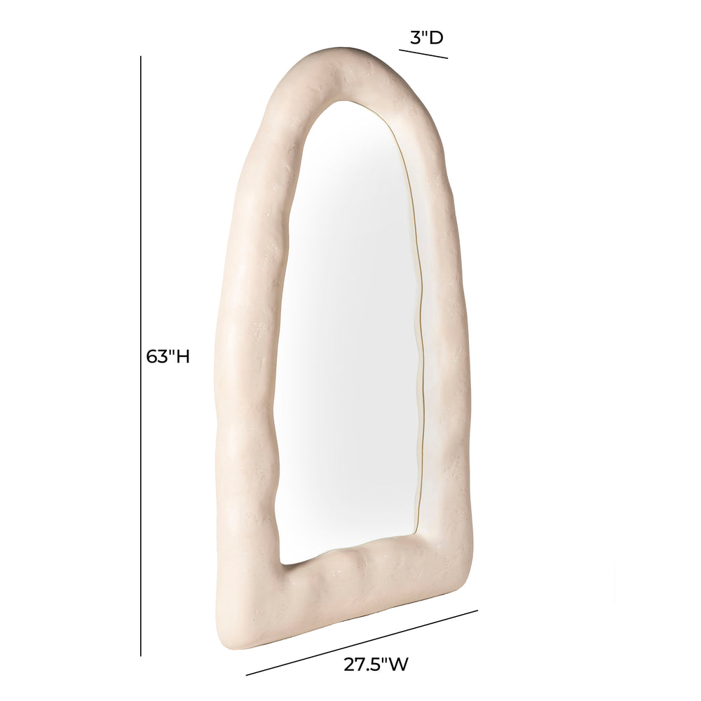 Kaia 32"X64" Cream Textured Small Floor Mirror dimensions